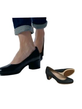 ECCO "Sculptured 45" Minimalistic Leather & Wooden Pumps/Heels